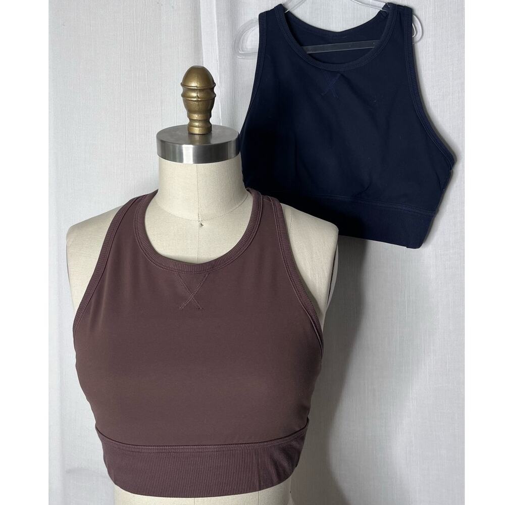 Bundle of 2 Popflex Limitless High Neck Sports Bras Navy & Brown - Size Large